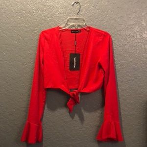 Red Tie Front Blouse